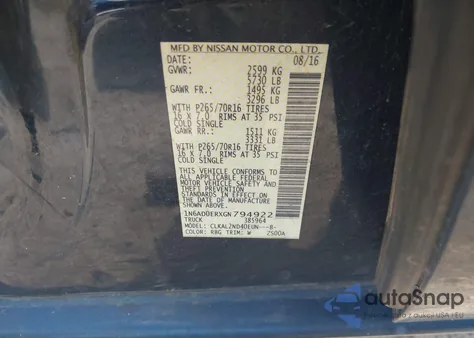 2016 Nissan Frontier Sv из США, поврежденный, VIN 1N6AD0ERXGN794922